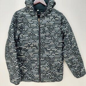 Columbia Youth Reversible Hooded Jacket Size XL Geometric Pattern Warm & Stylish